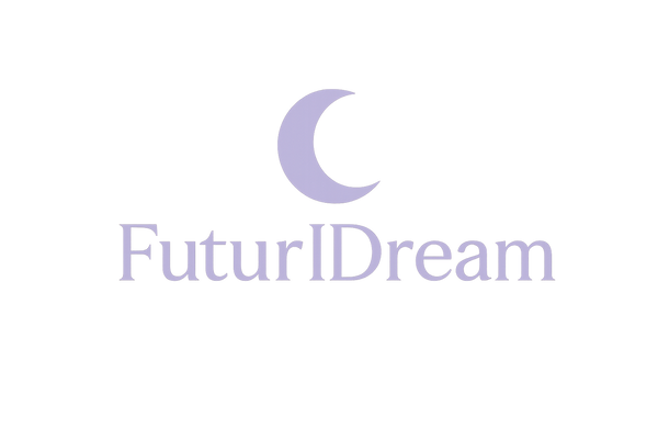 nom de la marque : FuturIDream , fais moi un logo en avec une ecriture mauve claire et une lune au dessus 